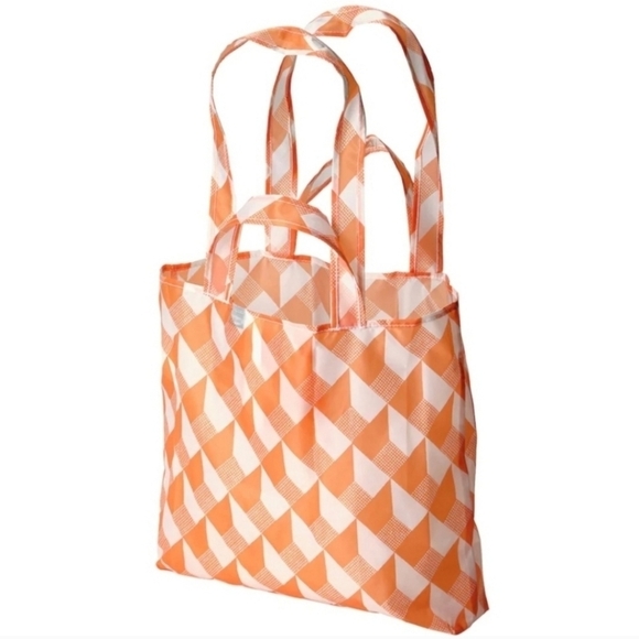 Ikea Skynke shopping tote bag Orange White Geometric Pattern 2 Pack - Picture 7 of 7